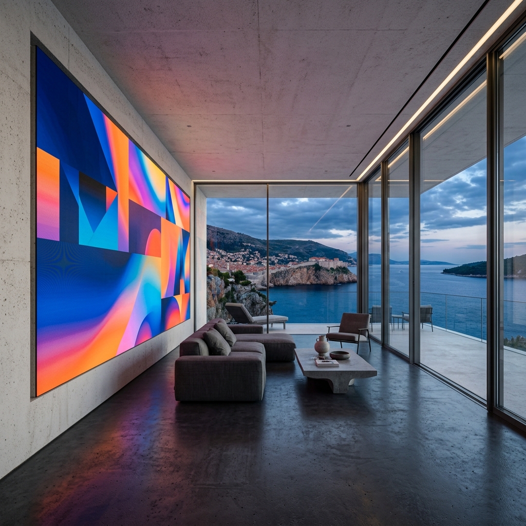 Digital display in a penthouse interior