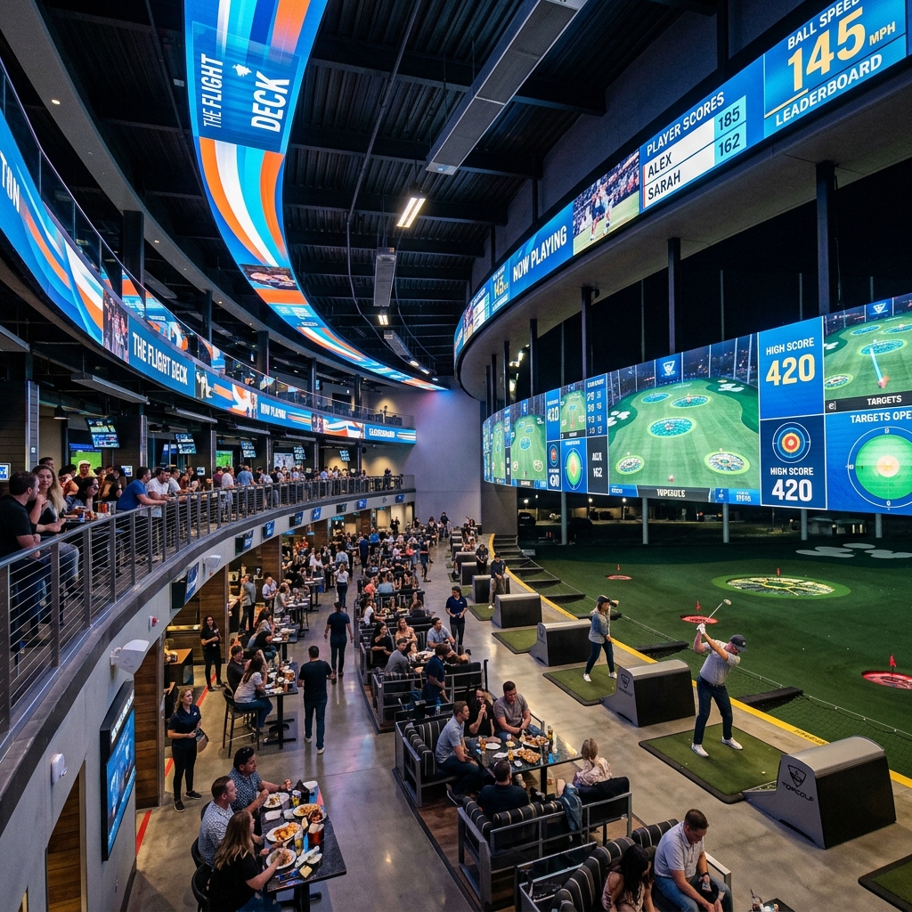 Large-format display in a hospitality venue