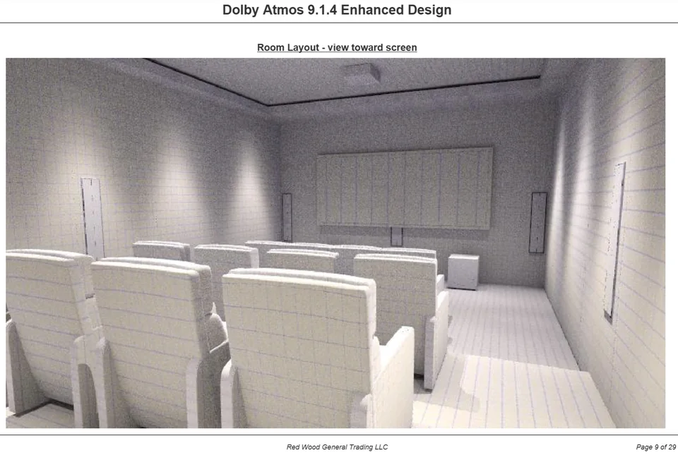 Reflected ceiling plan for a cinema room